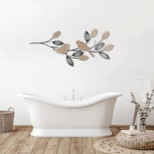 Load image into Gallery viewer, Rustic 40" Bird &amp; Leaf Wall Decor - Handmade Metal Art for Farmhouse Décor