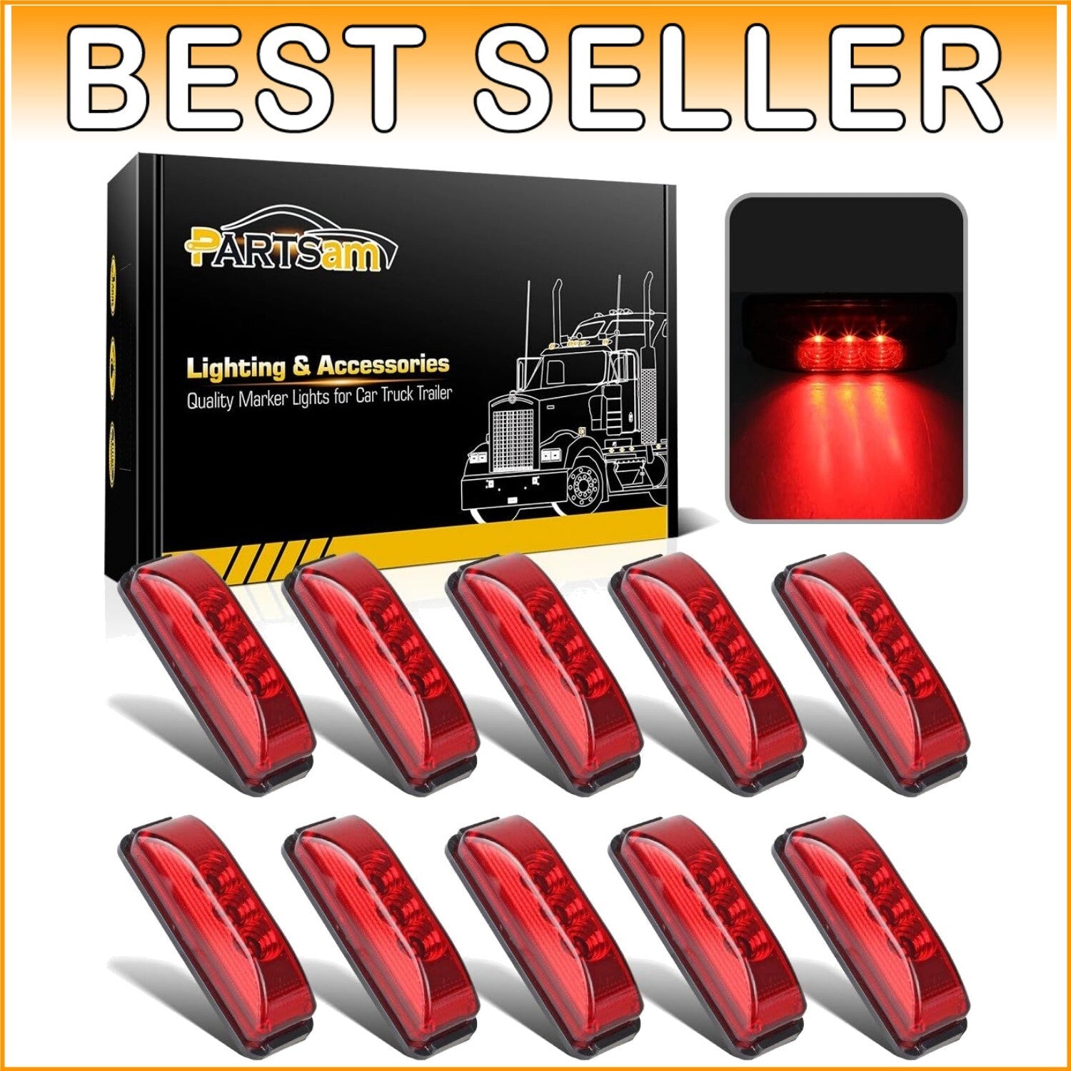 Enhance Safety with 10 Waterproof LED Clearance Lights - 3.9 Inch Red