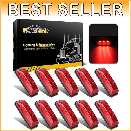 Enhance Safety with 10 Waterproof LED Clearance Lights - 3.9 Inch Red