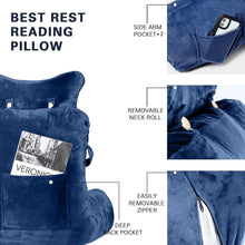 Load image into Gallery viewer, Extra Large 31'' Reading Pillow - Deluxe Backrest with Neck Roll &amp; Arm Support