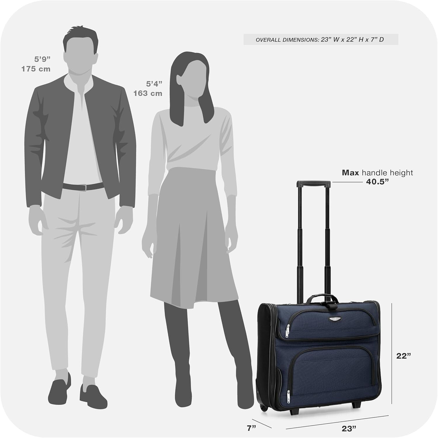 Premium Expandable Travel Luggage - Amsterdam Collection, Navy Color, 23-Inch