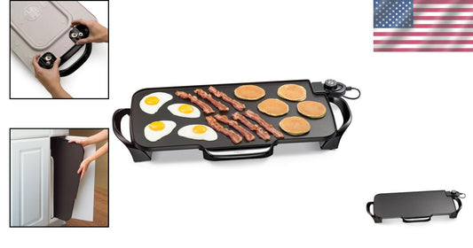 Durable 22-Inch Electric Griddle - Effortless Cleanup with Slide-Out Drip Tray