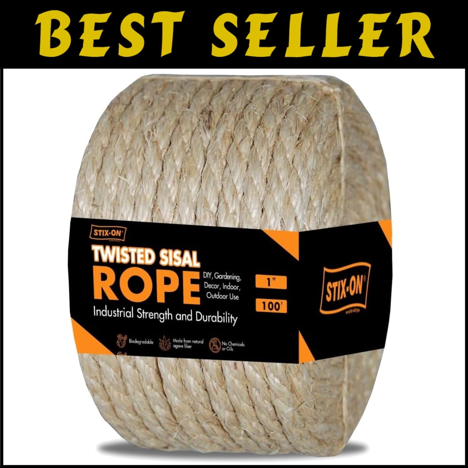 Multipurpose Twisted Sisal Rope 100 ft - Ideal for DIY, Crafts & Cats