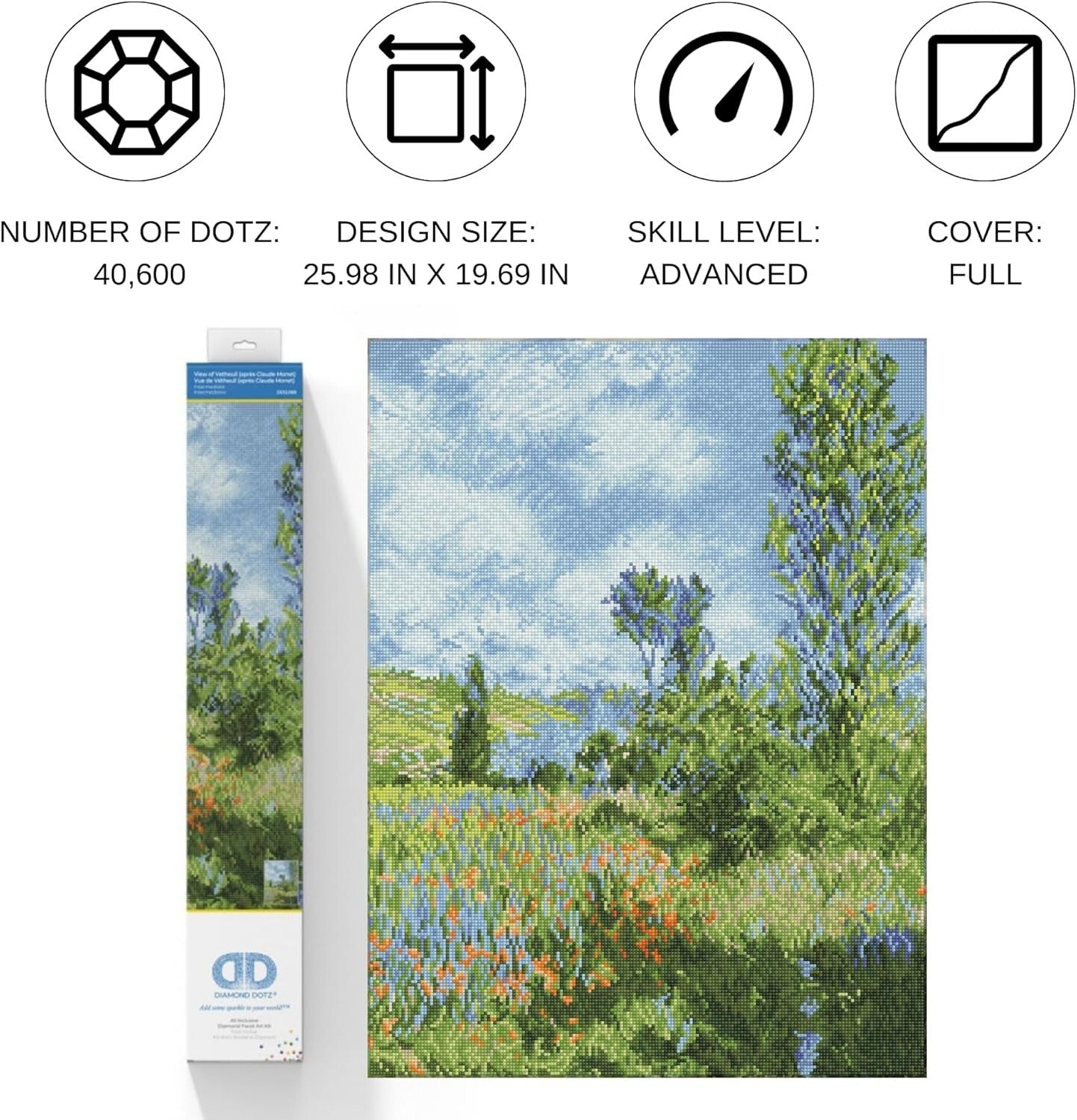 View of Vetheuil Monet Diamond Painting Kit - Create Stunning Art Effortlessly