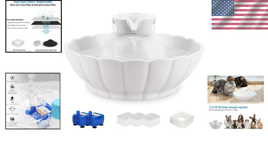 Eco-Friendly 2.1L Tritone Cat Water Fountain - Dual Filtration and Easy Clean