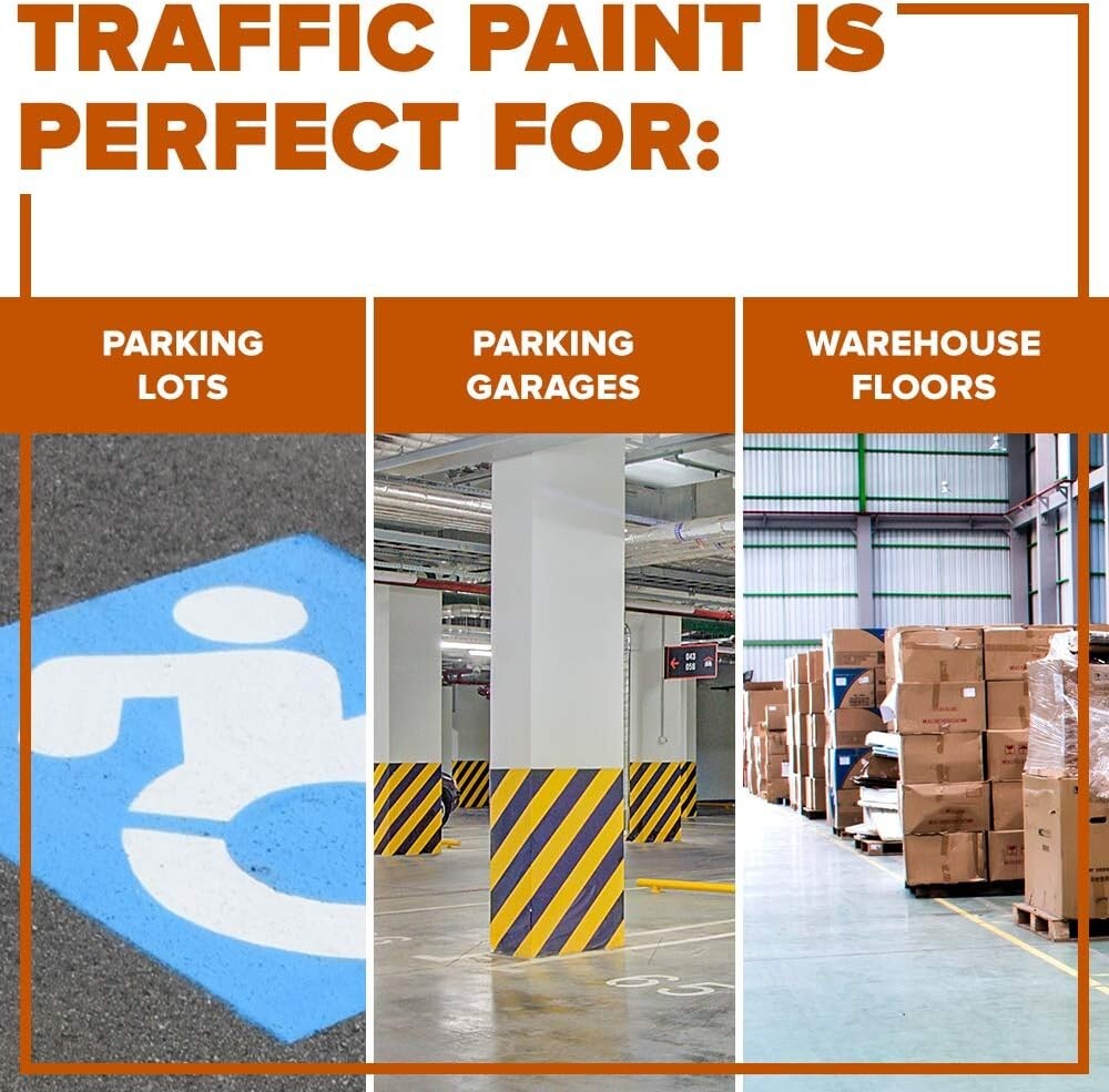 Interior/Exterior 1 Gallon Matte Black Traffic Line Marking Paint - Fast-Drying