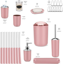 Load image into Gallery viewer, Stylish 22-Piece Pink Bathroom Accessories Set: Includes Shower Curtain &amp; Hooks