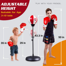 Load image into Gallery viewer, Adjustable Kids Boxing Set with Gloves &amp; Punching Ball - Fitness Fun Ages 3-10