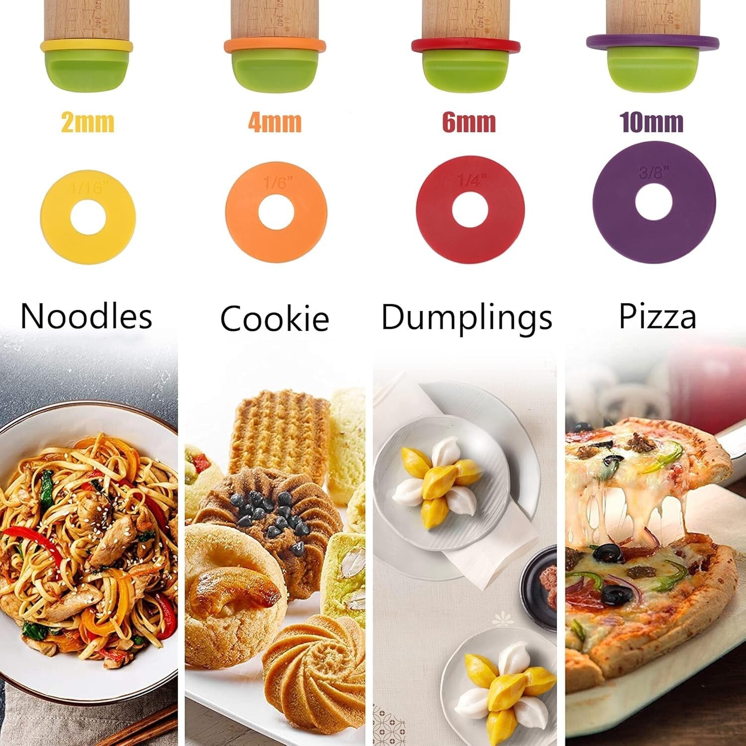 Adjustable Wooden Rolling Pin with Rings & Silicone Pastry Mat for Perfect Dough