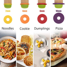 Load image into Gallery viewer, Adjustable Wooden Rolling Pin with Rings &amp; Silicone Pastry Mat for Perfect Dough