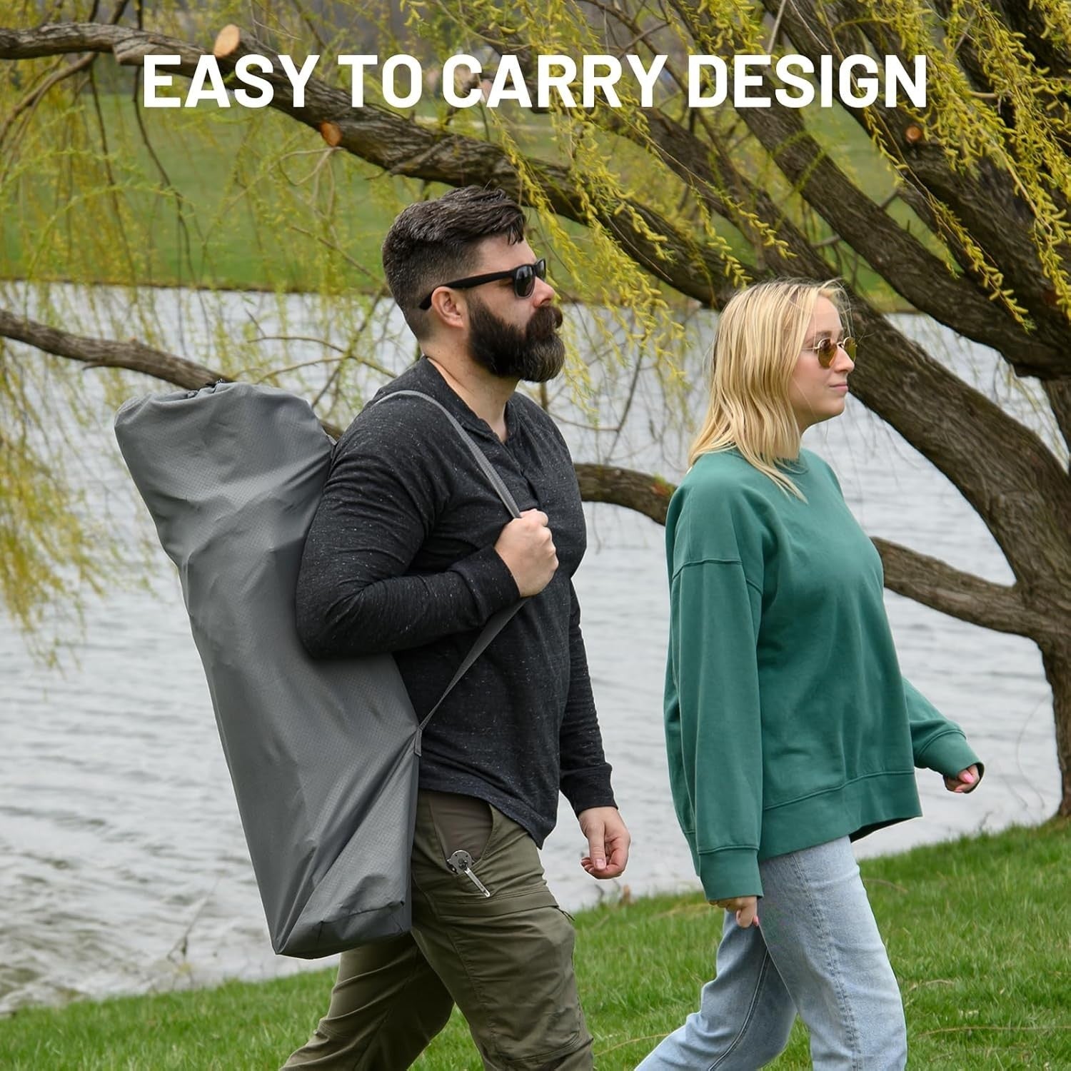 Grey Folding Camping Chair Loveseat for 2 - Perfect for Intimate Outdoor Moments