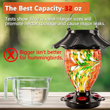 Load image into Gallery viewer, Color Changing Solar Hummingbird Feeder - Hand Blown 32 fl.oz Glass Lantern