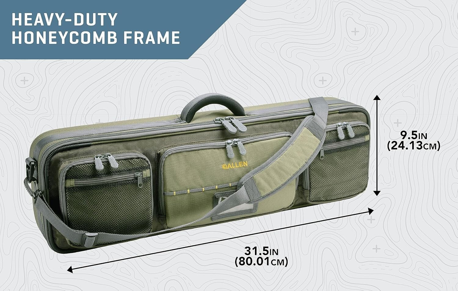 Heavy-Duty Olive Fishing Rod & Gear Bag Case - Holds 4 Rods & 6 Compartments