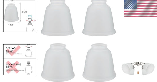 Durable 4-Pack Frosted Glass Shades for Ceiling & Pendant Lamps - Transitional