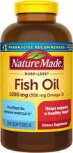 Load image into Gallery viewer, Purified 1000mg Omega-3 Fish Oil Softgels, 320 Count for Brain and Eye Health