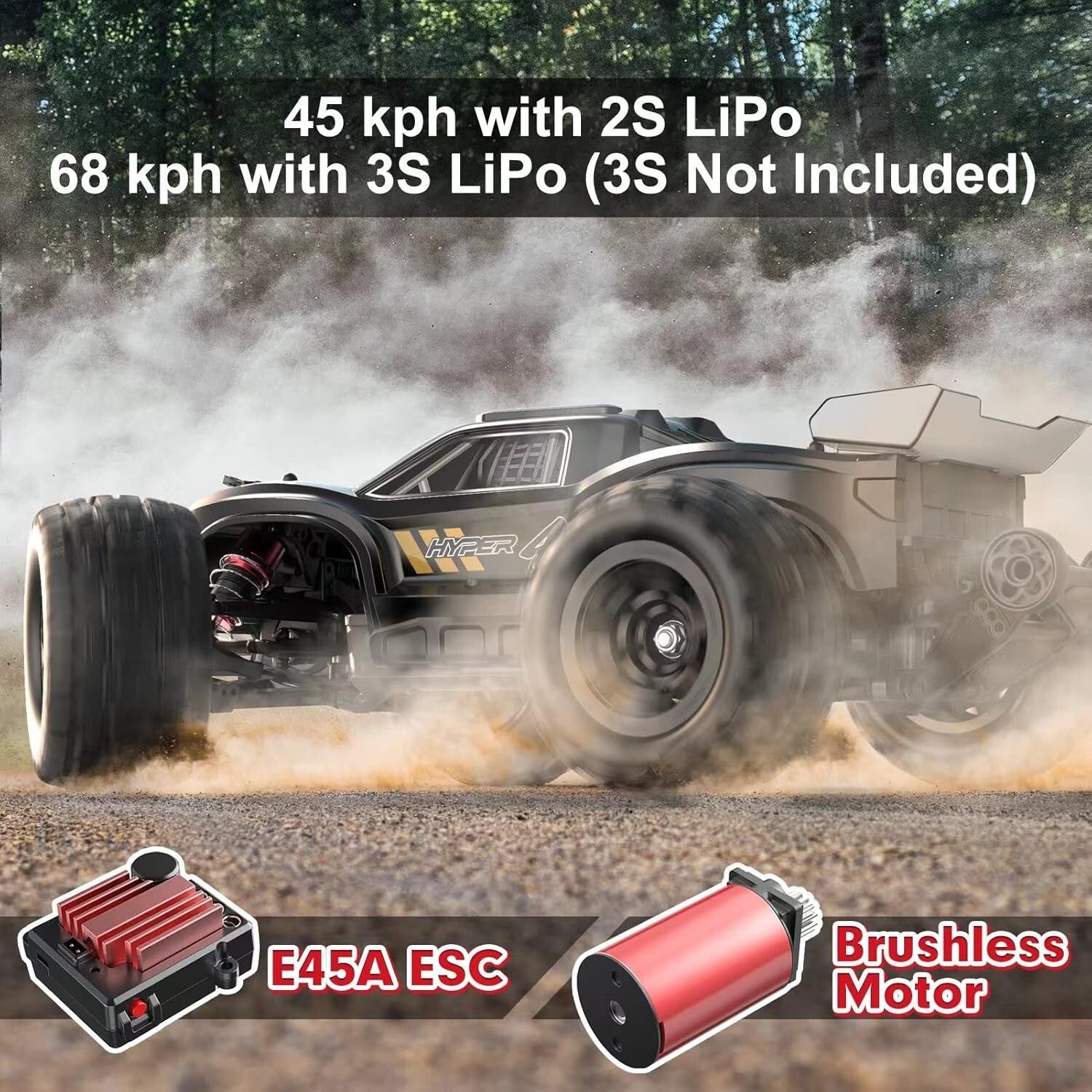Brushless 4WD RC Truck, Up to 42mph Speed, Ideal for Stunts & Off-Road