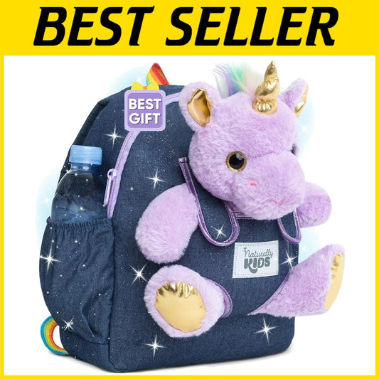 Lightweight Unicorn-Themed Backpack for Toddlers with Detachable Plush Toy