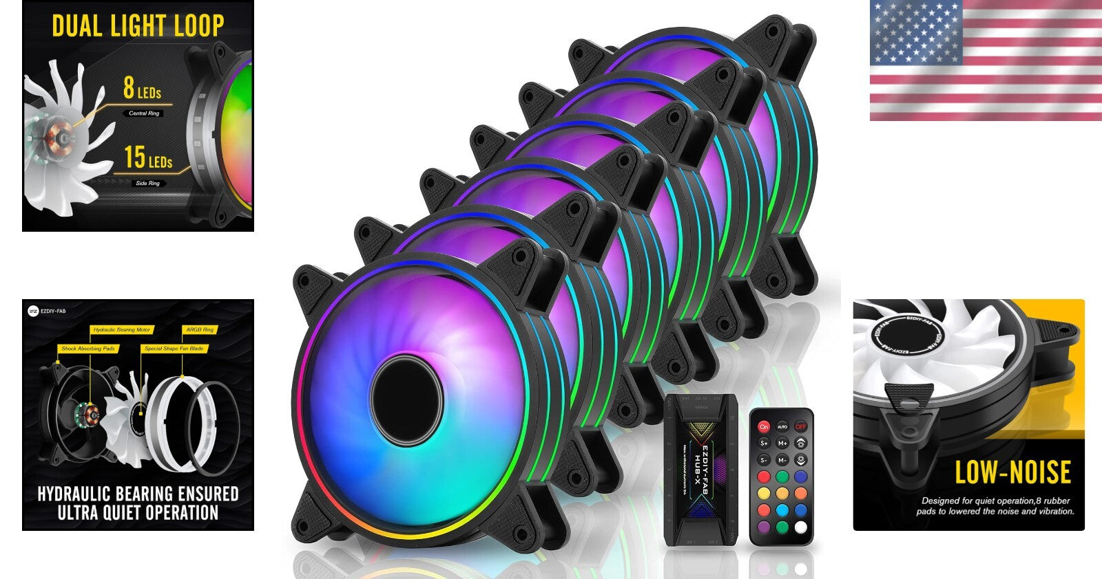 Effortless Cooling: 120mm RGB Case Fan Pack with Anti-Vibration & Remote Control