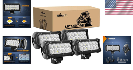 Universal Fit 36W LED Flood Lights for Trucks, Jeeps & Boats - 2800 Lumens Power