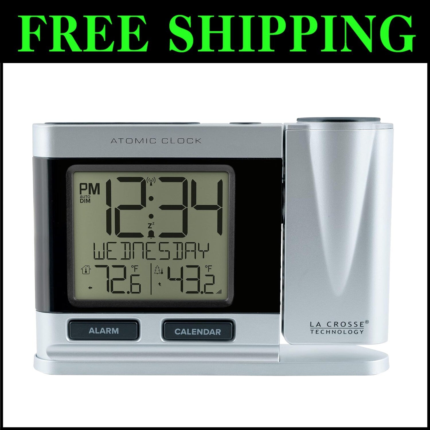 Stylish Atomic Projection Clock with Temperature Display for Effortless Viewing