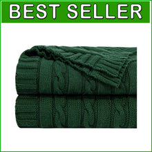 Load image into Gallery viewer, Soft 60x80 Oversize Dark Green Cable Knit Blanket – Perfect for Home &amp; Camping