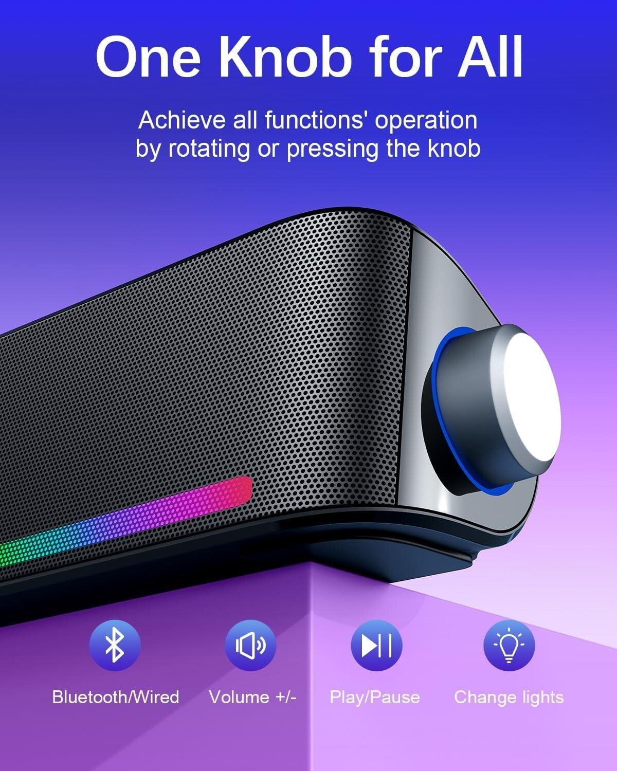 Dynamic Sound Bar Speakers with Bass Boost and RGB Lighting – USB Powered