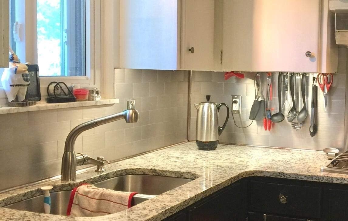 100-Piece Self-Adhesive Stainless Steel Backsplash Tiles - Peel & Stick Elegance