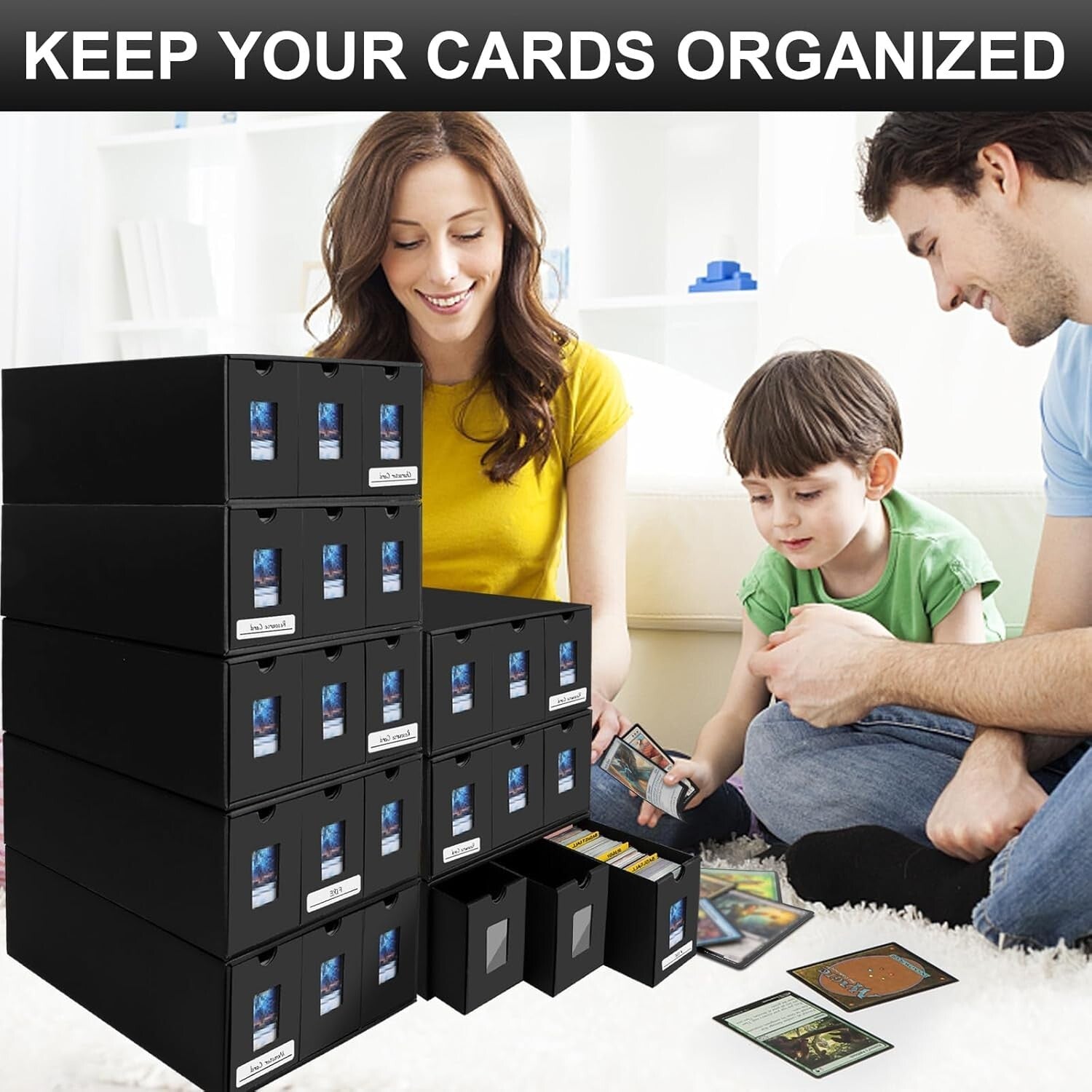 Portable Dustproof Trading Card Organizer - 24000+ Card Capacity with Dividers