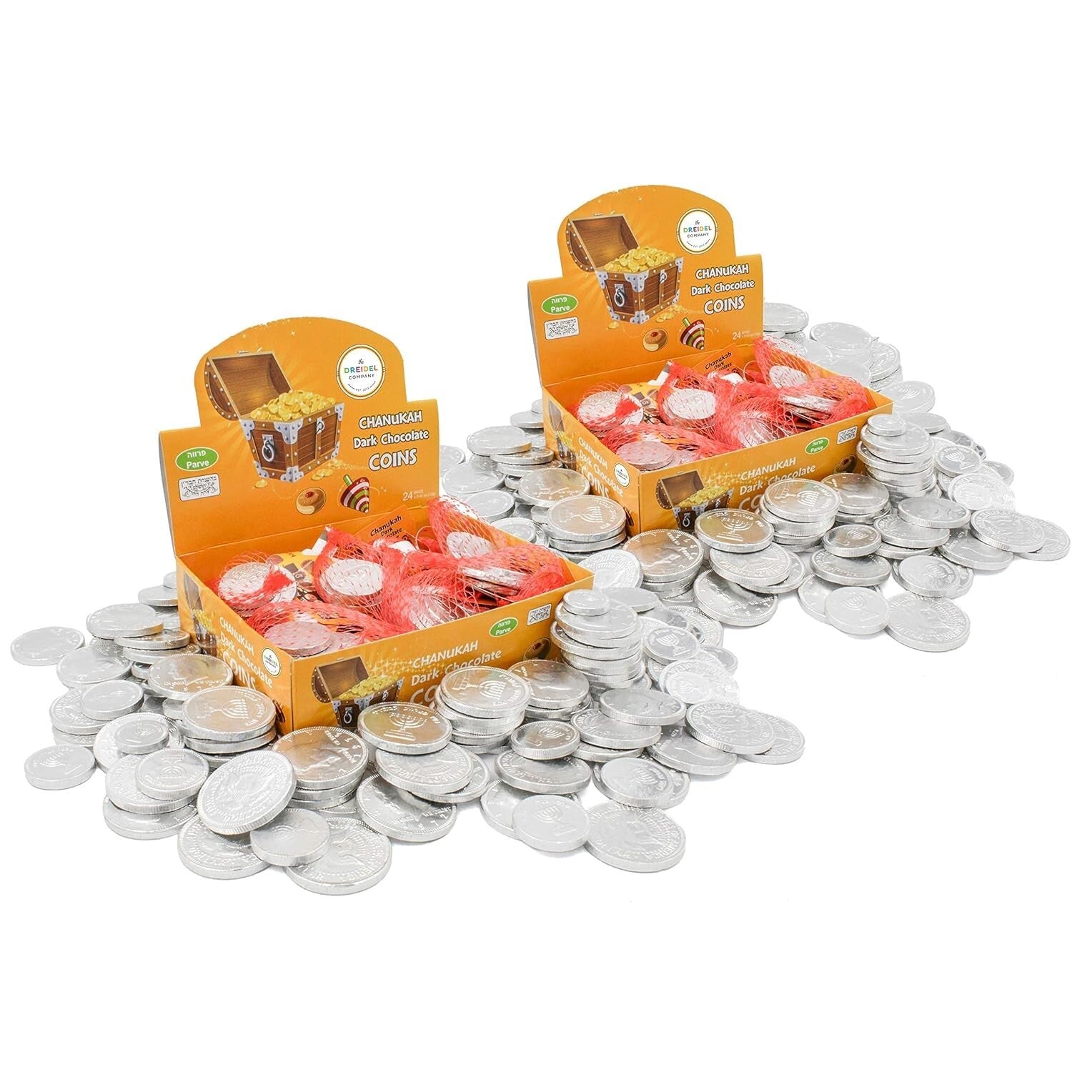 48 Kosher Parve Chocolate Coins - Dairy-Free Dark Gelt for Hanukkah Celebrations