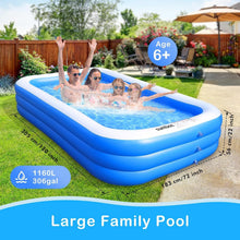 Load image into Gallery viewer, Large 120" x 72" Rectangular Kiddie Pool - Perfect for Backyard Gatherings!