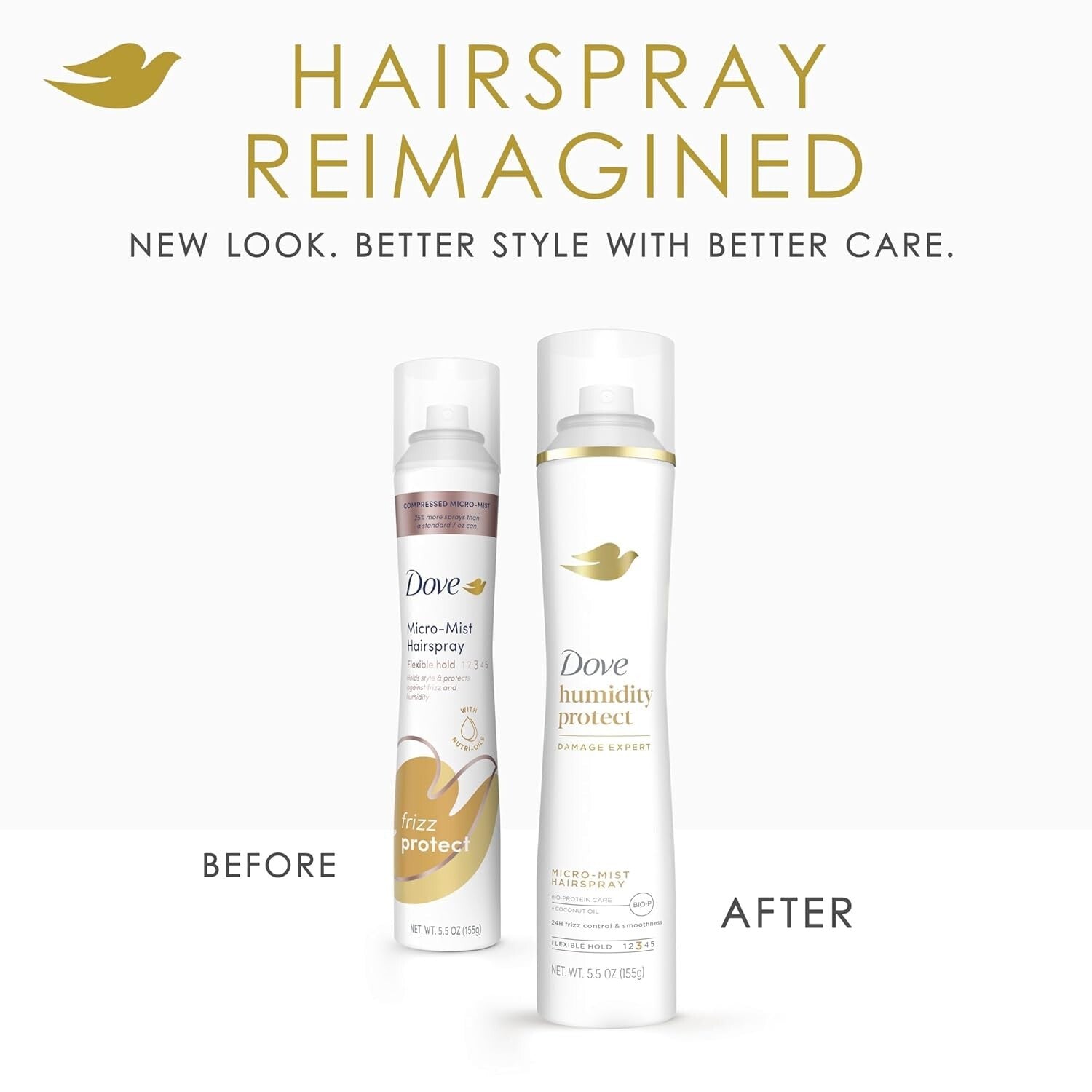 Flexible Hold Hairspray Pack of 6 - Humidity & Frizz Control with Coconut Oil