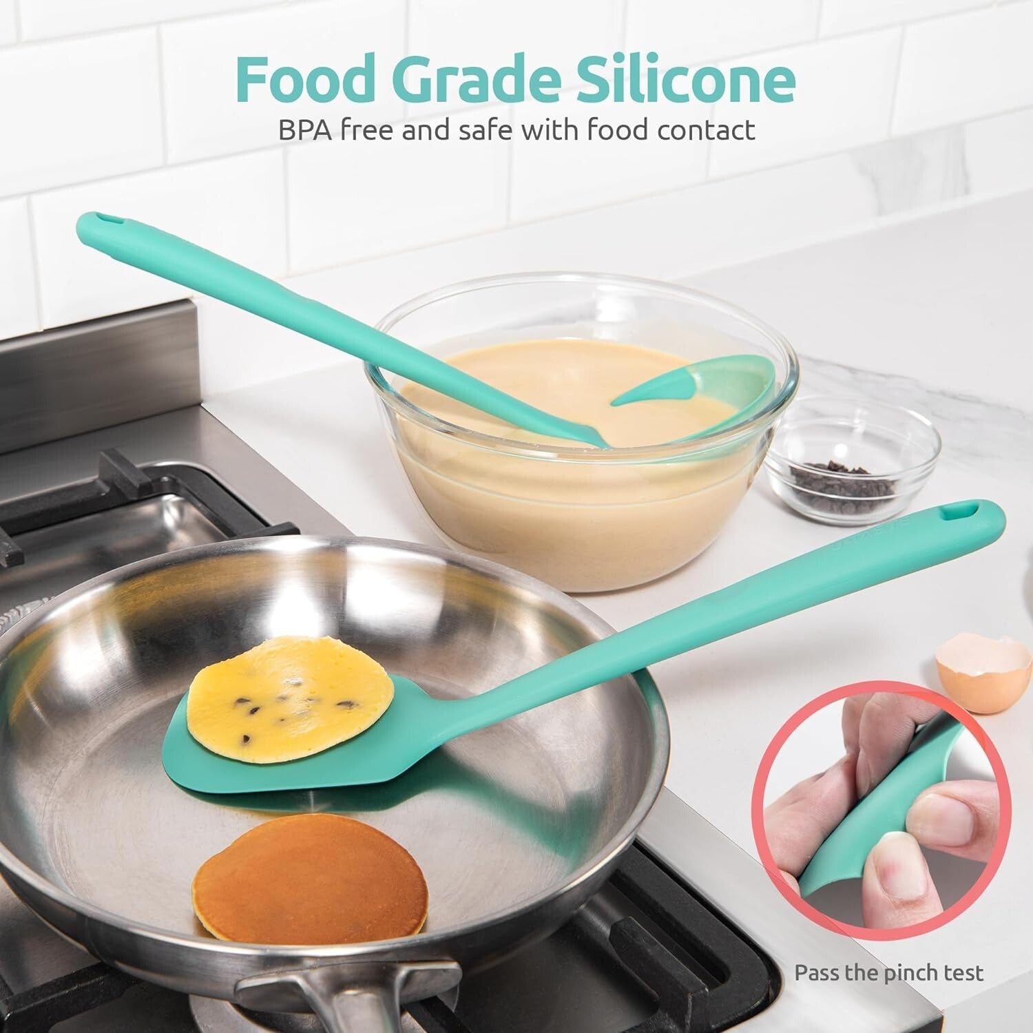 Extra Long 13.6" BPA-Free Silicone Cooking Tools Set - Dishwasher Safe 5-Piece