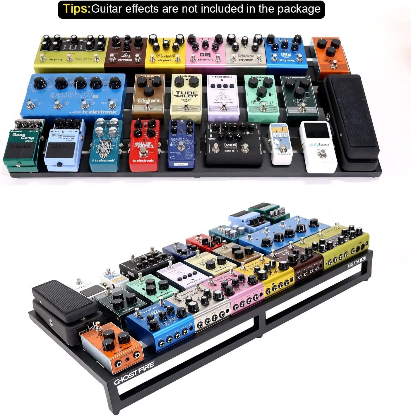 Portable 6.3lb Guitar Pedal Board with Adhesive Strips & Heavy-Duty Carry Bag