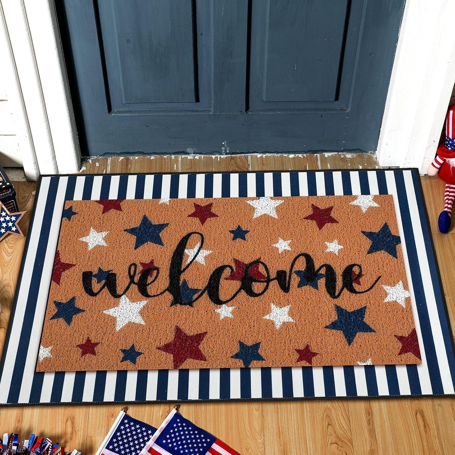2 Pcs Patriotic 4th of July Non-Slip Welcome Doormat Set for Stylish Entrances