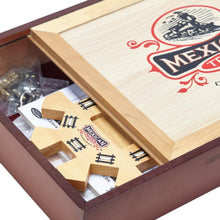 Load image into Gallery viewer, Deluxe Double-12 Mexican Train Dominoes Set with Cast Metal Trains &amp; Score Pad