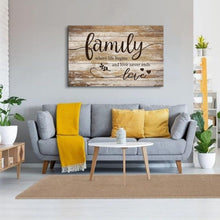 Load image into Gallery viewer, Large 32x48 Family Canvas Art - Motivational Wall Decor with Wood Grain