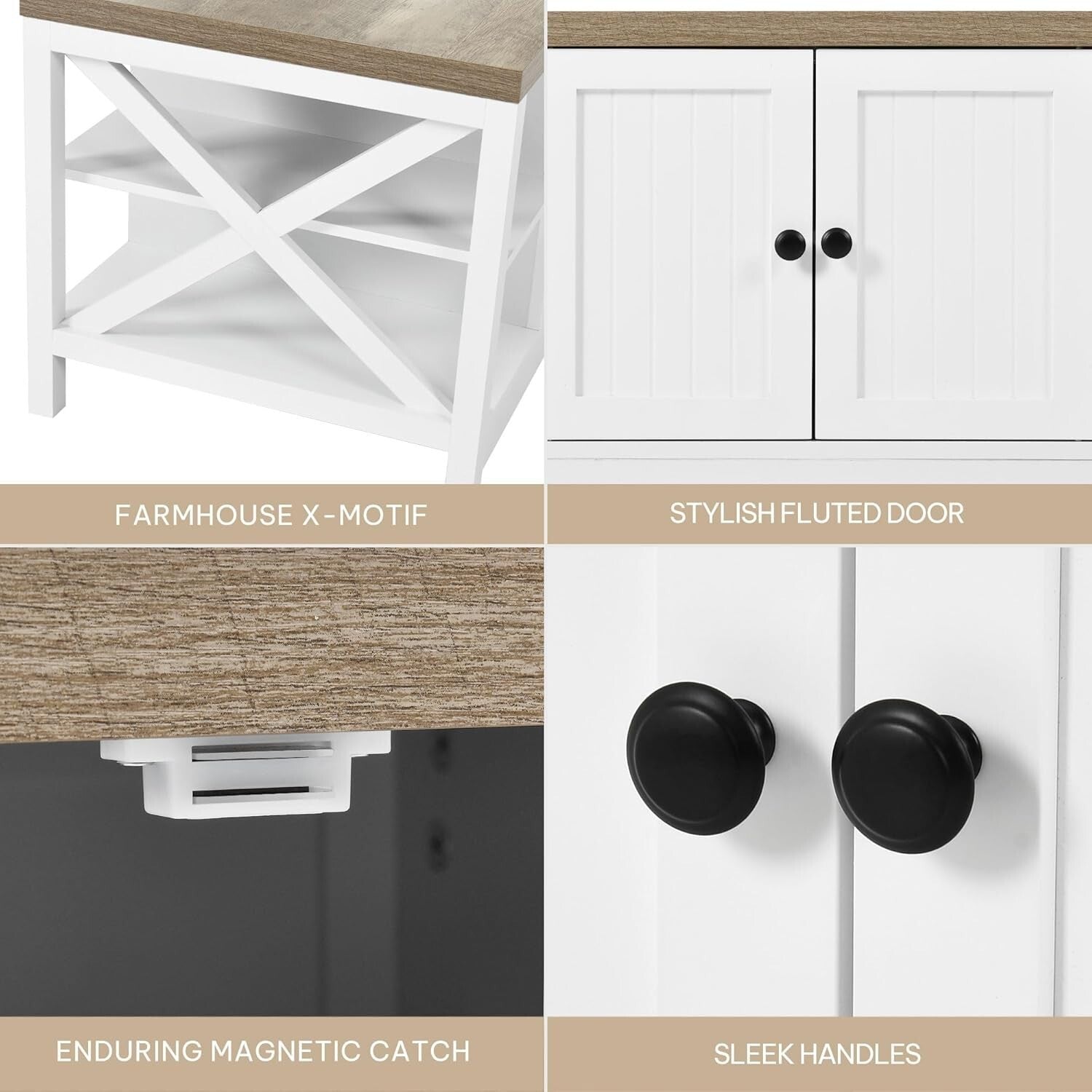 Farmhouse-Modern Coffee Table with Storage Cabinet and Easy Assembly - 39-inch