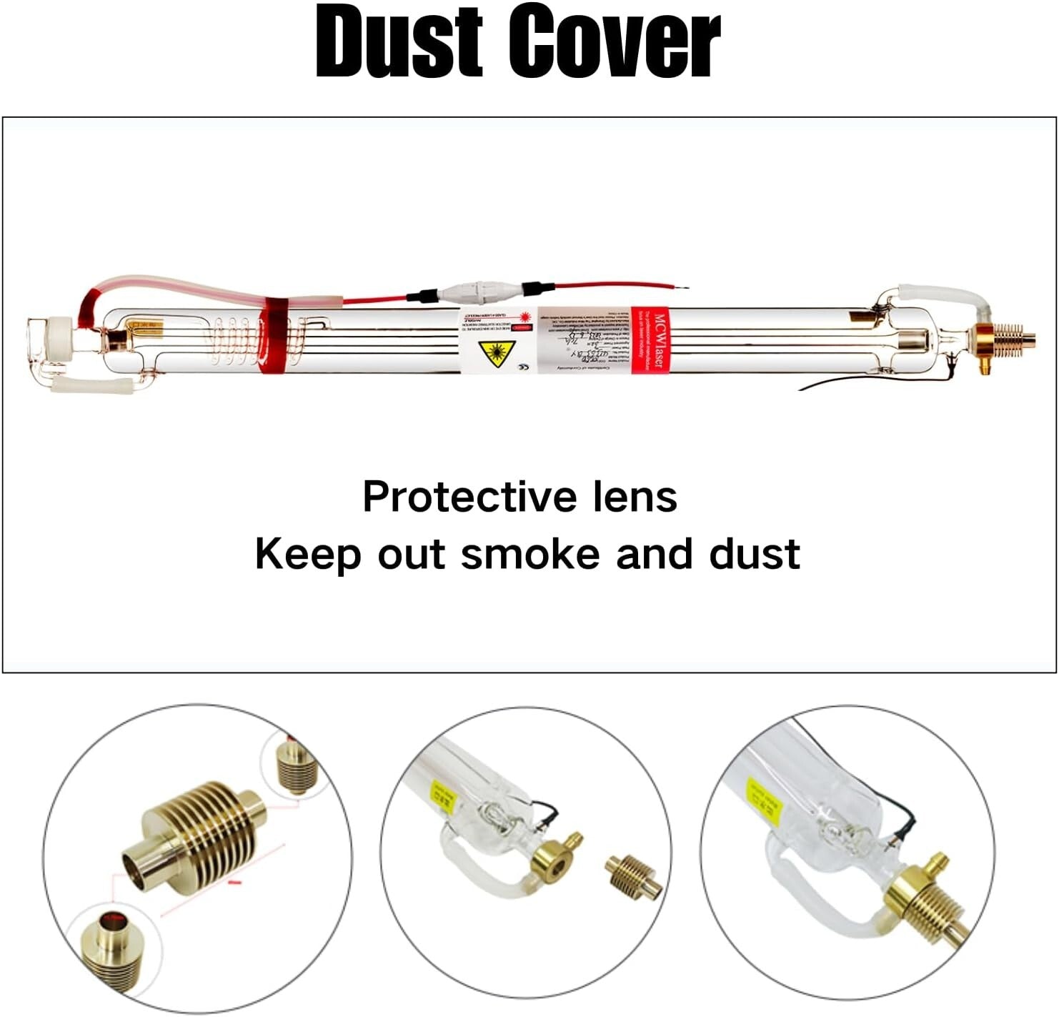 Efficient 90W Glass Laser Tube with Preconnected Ports, 1250mm Long, 80mm Wide