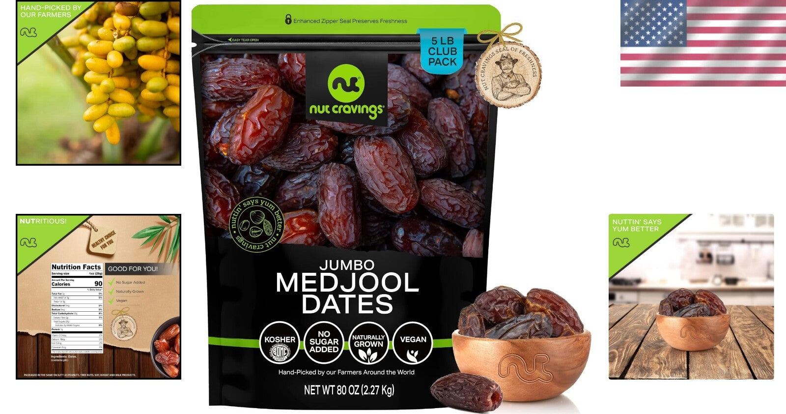 80oz Jumbo Medjool Dates - Sun Dried, No Sugar Added, Resealable Freshness
