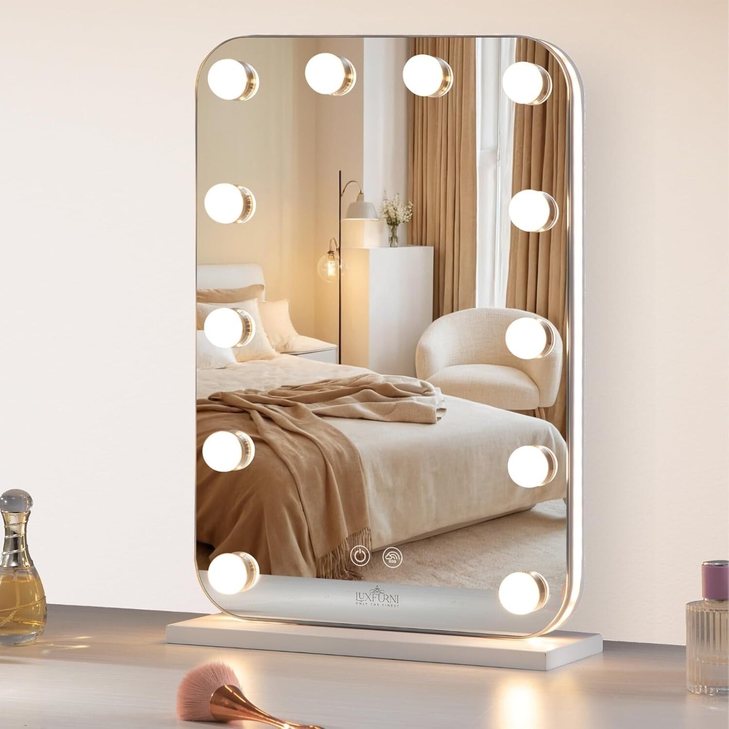Elegant Vanity Mirror with RGB Lighting and Adjustable Brightness - 20.3"x14"