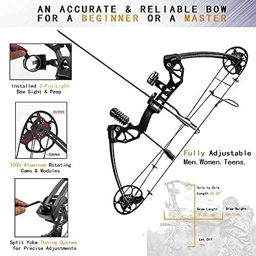 Adjustable 0-70 Lbs Compound Bow with Accessories - Perfect for Beginners