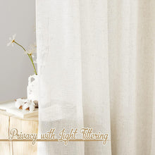 Load image into Gallery viewer, Elegant Linen Grommet Curtains 63" Long - 2 Panels for Light Filtering Privacy