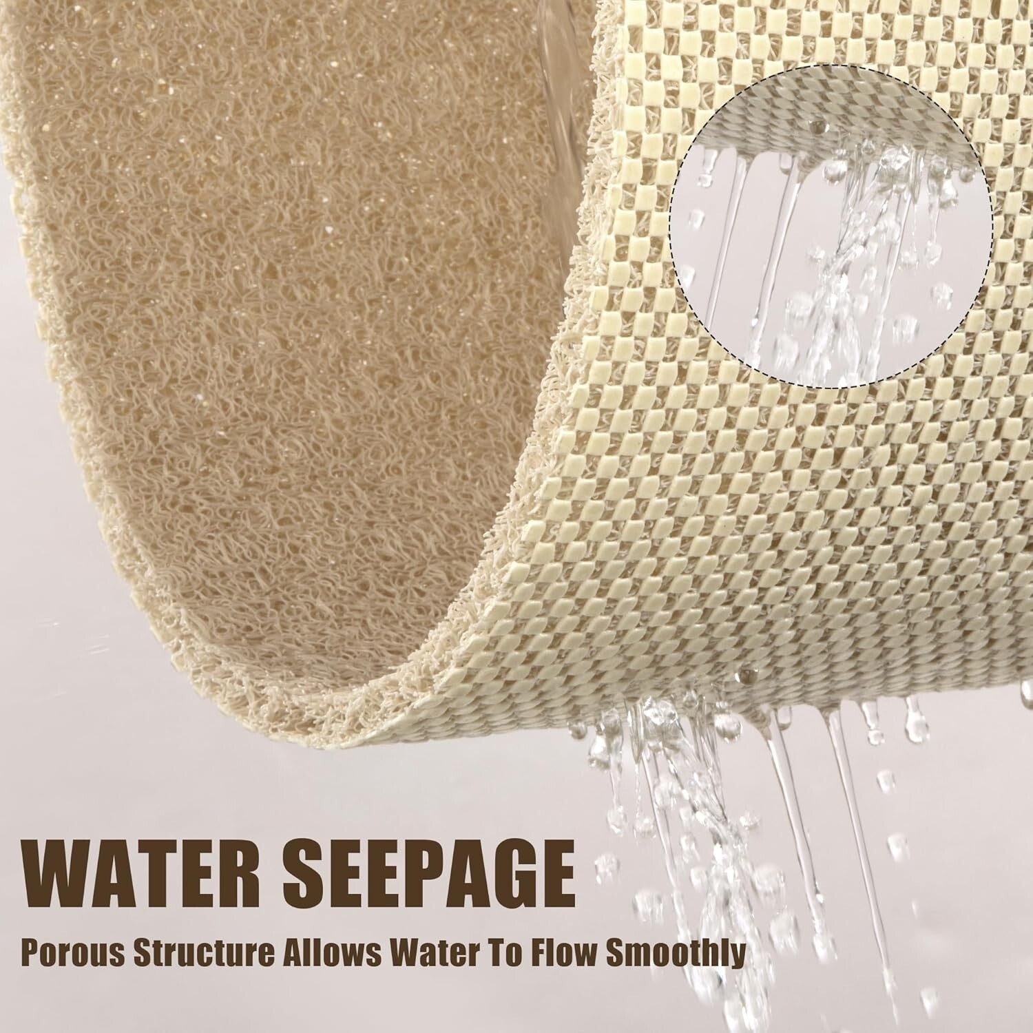 Safety First: 47'' x 32'' Exfoliating Non-Slip Shower Mat - Khaki PVC Design