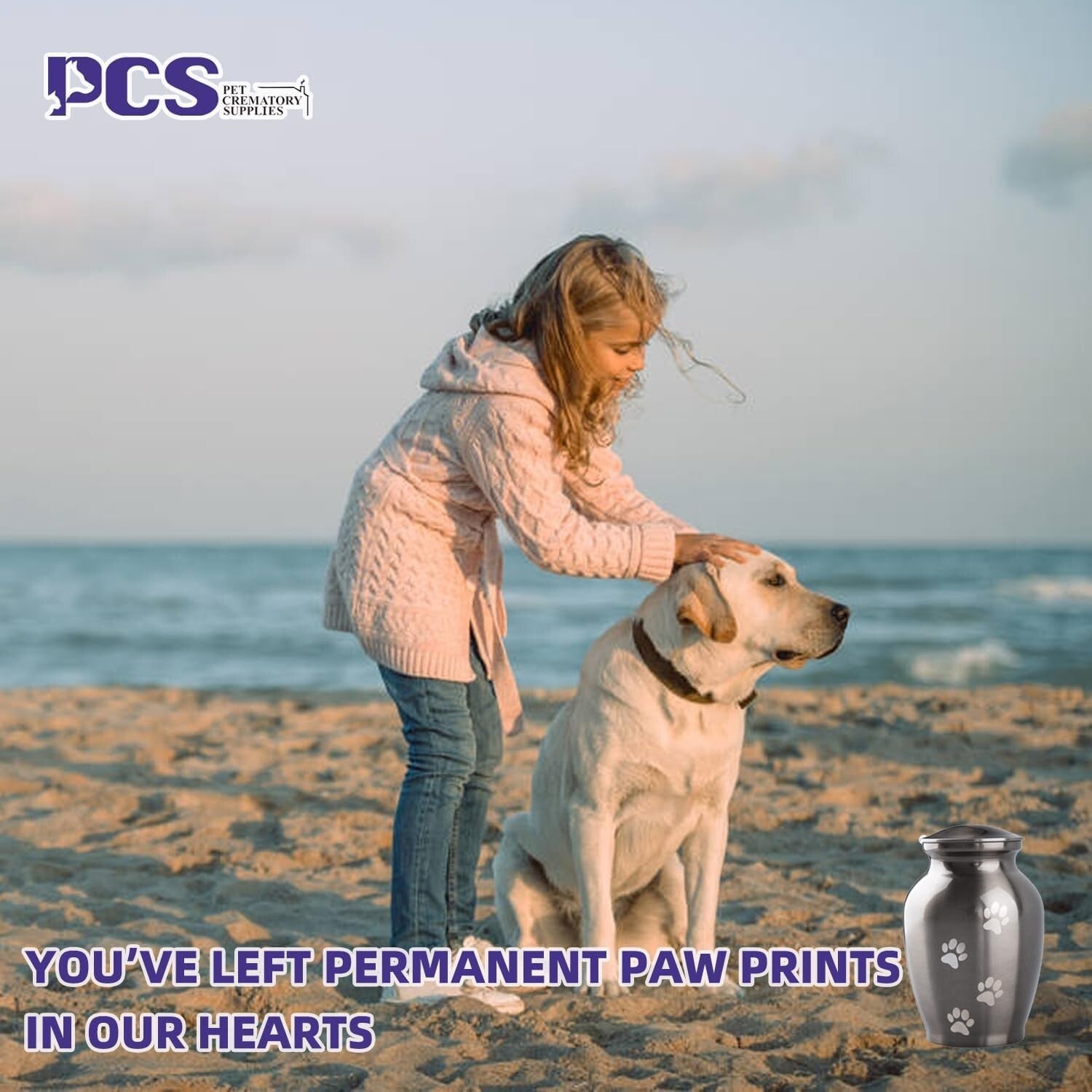 Large Silver Pet Cremation Urn with Threaded Lid - Honor Your Pet's Memory