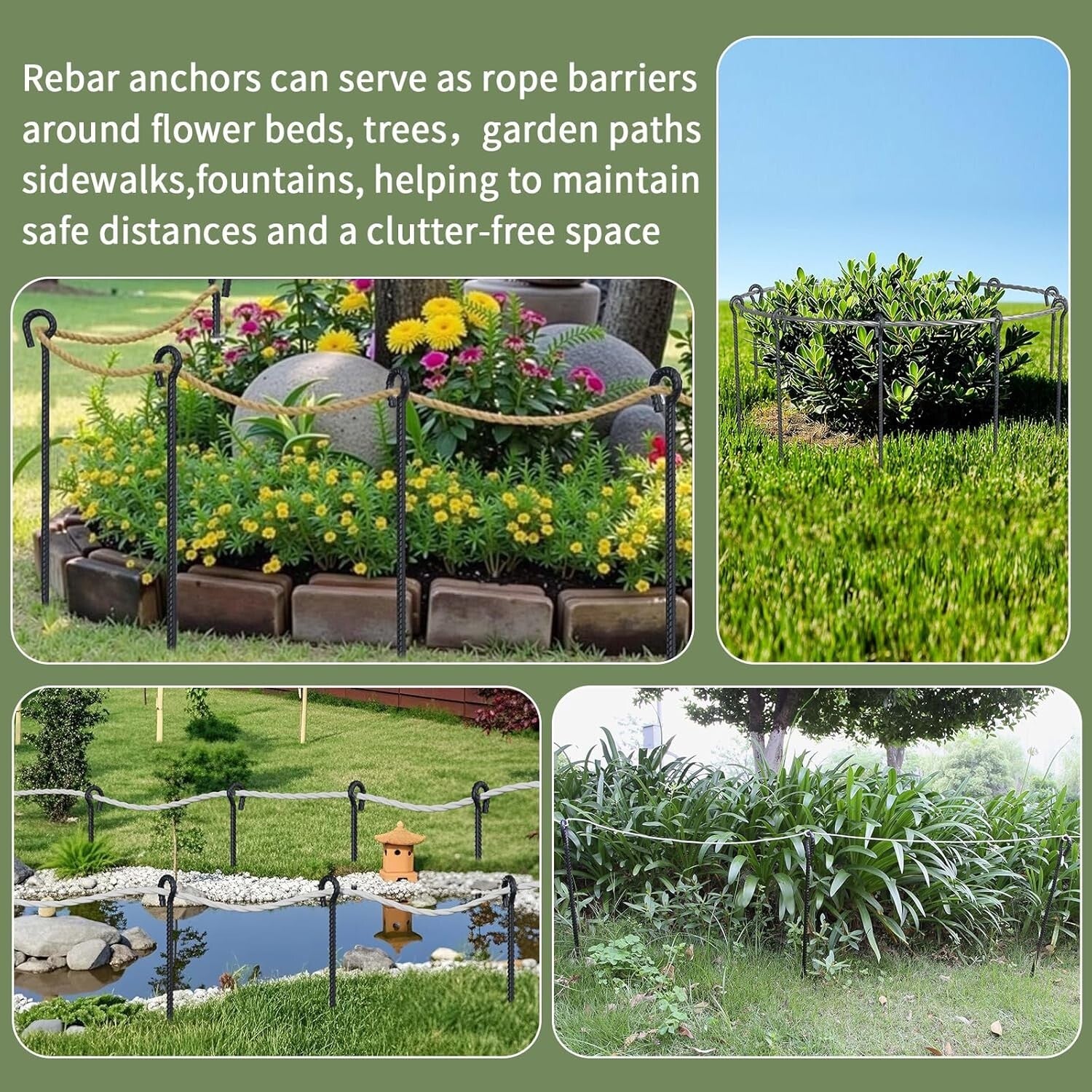 Durable 12 Pack of 18" Heavy Duty Rebar Stakes with Loop for Tents & Fences