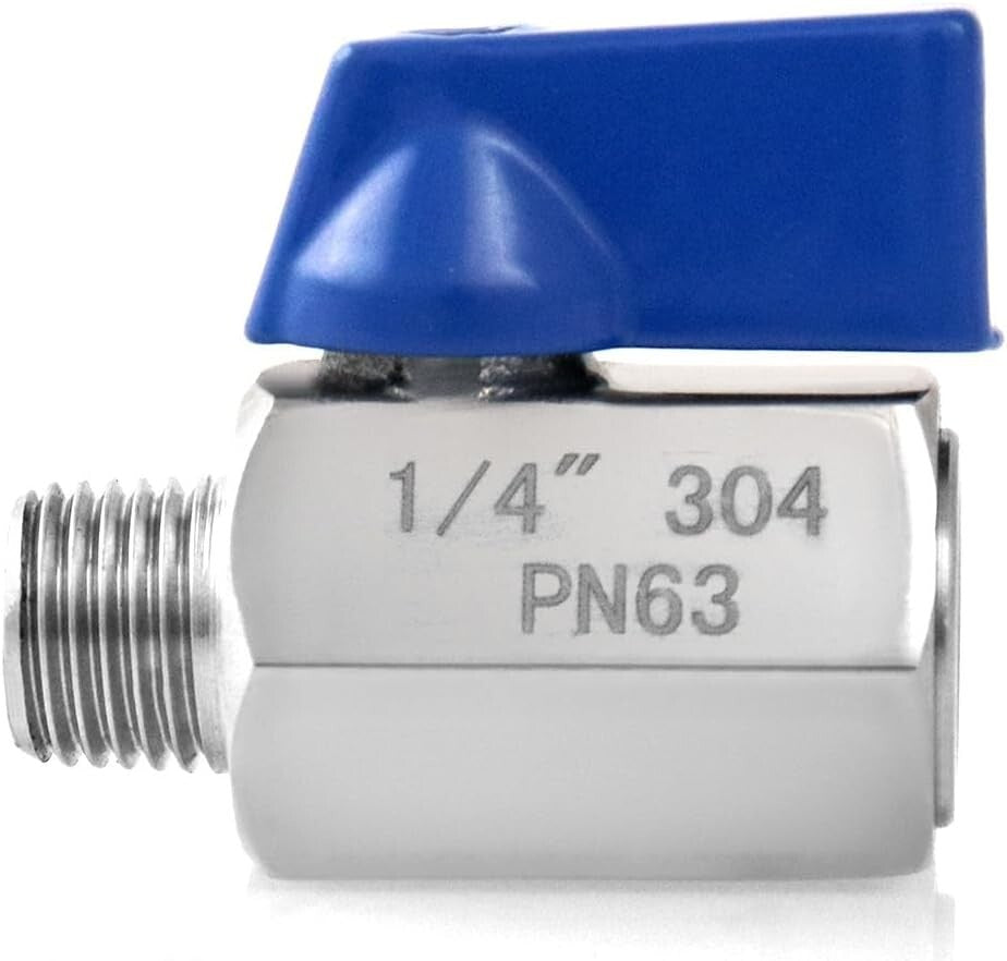 Durable 1/4" NPT Mini Ball Valve Pack - 10 Stainless Steel Shut-Off Valves