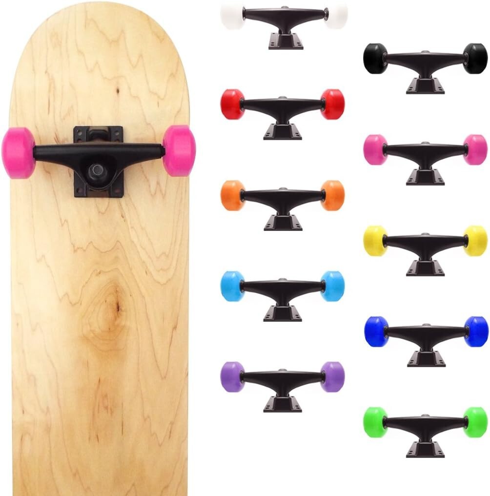 Complete 5.0 Skateboard Parts Kit: Trucks, 52mm Pink Wheels, ABEC 7 Bearings