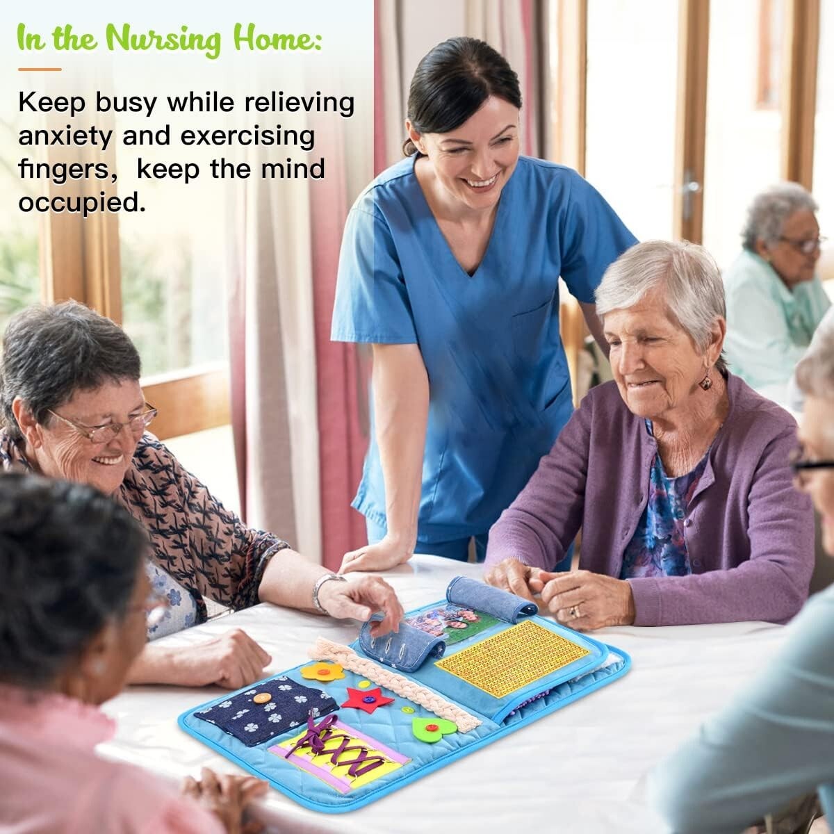 Interactive Fidget Blanket for Alzheimer’s Care - Soft Velvet & Unique Textures