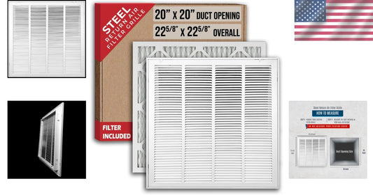 Durable 20"x20" HVAC Air Filter Grill with MERV 8 Filter – Easy Installation