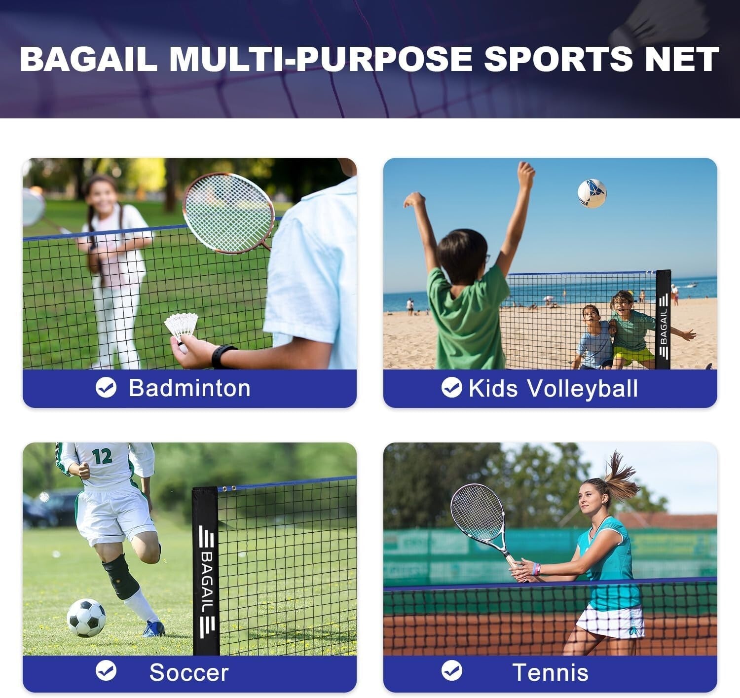 Durable Portable Sports Net - Height Adjustable and Quick to Setup for Fun Games